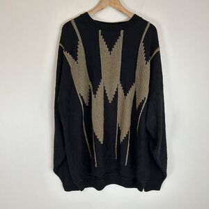 Vintage 80s/90s Mens 3XL Protege Collection Coogi-Style Sweater Black & BrownUSA